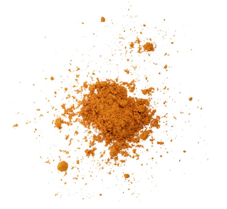 Photo turmeric powder on white background