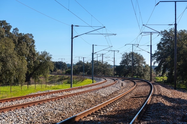 Turn of a Rural Railroad in Portugal