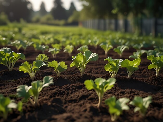 Foto piante di rapa in un giardino generativo ai