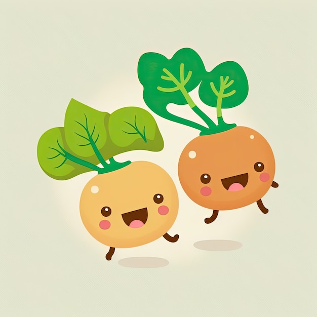 Turnips vegetable cute playful flat icon by generative ai