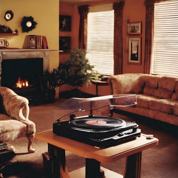 A turntable in the living room for home Music vintage mood