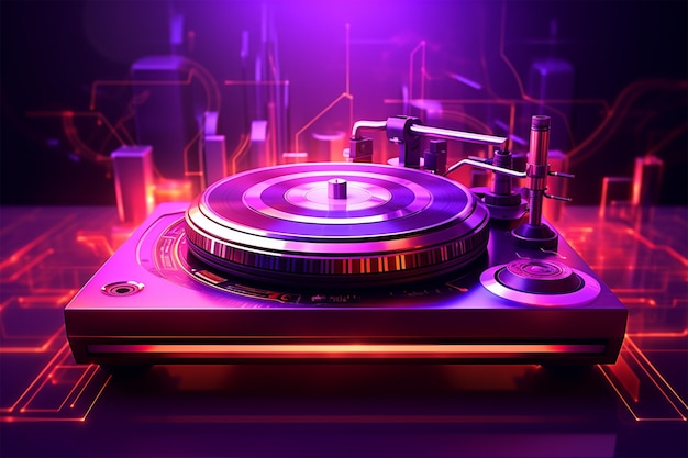 turntable on purple blurry background