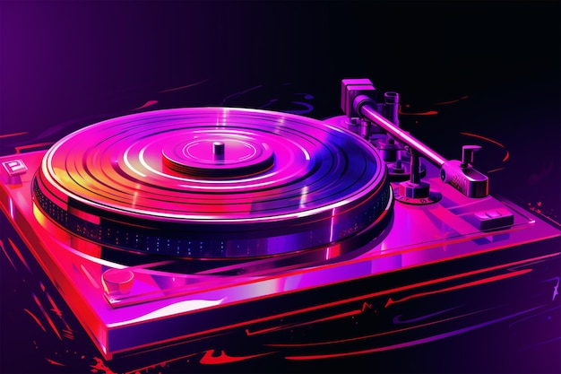 turntable on purple blurry background