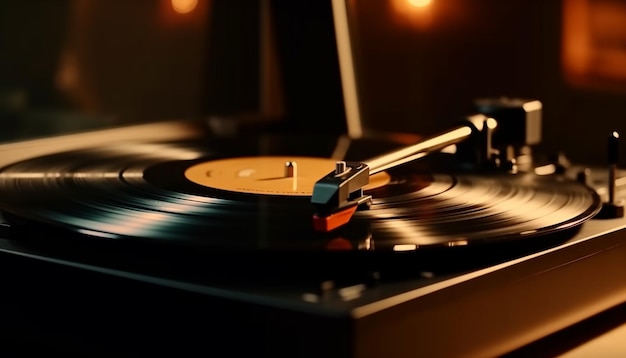 Turntable spinning old fashioned groove at nightclub generated by AI