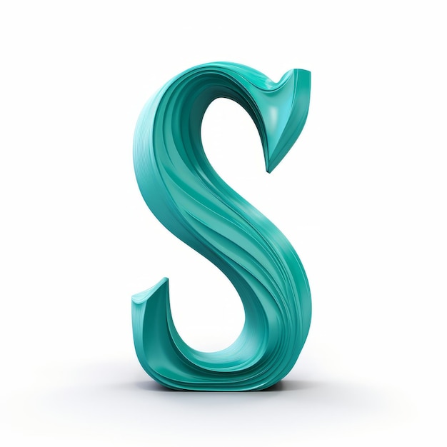 Photo turquoise 3d letter s in curved singular form