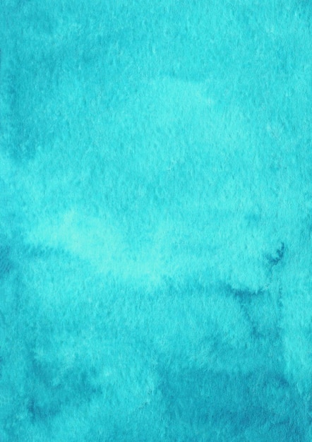 Turquoise abstract watercolor background on textured paper. Hand made watercolor backdrop