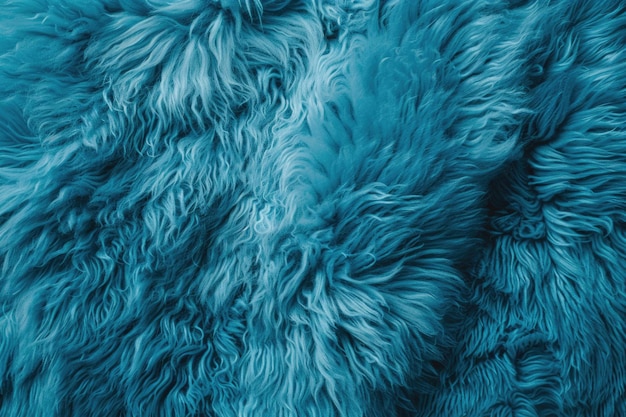 Turquoise blauwe schapenvel tapijt achtergrond wol textuur Close Up schapenbont