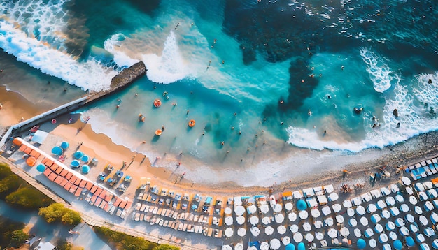 Turquoise bliss Aerial shot of beach and waves