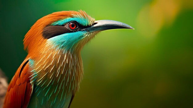 Turquoise browed motmot in vibrant colors