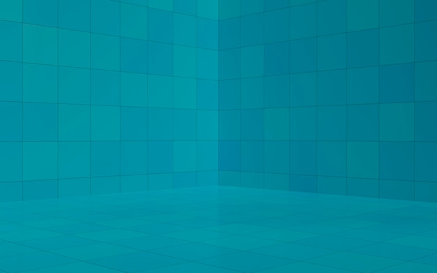 Turquoise ceramic tile wall and floor background and texture Angle room background Mockup for toilet