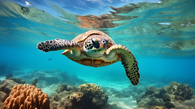 Turquoise Elegance Sea Turtle in Motion