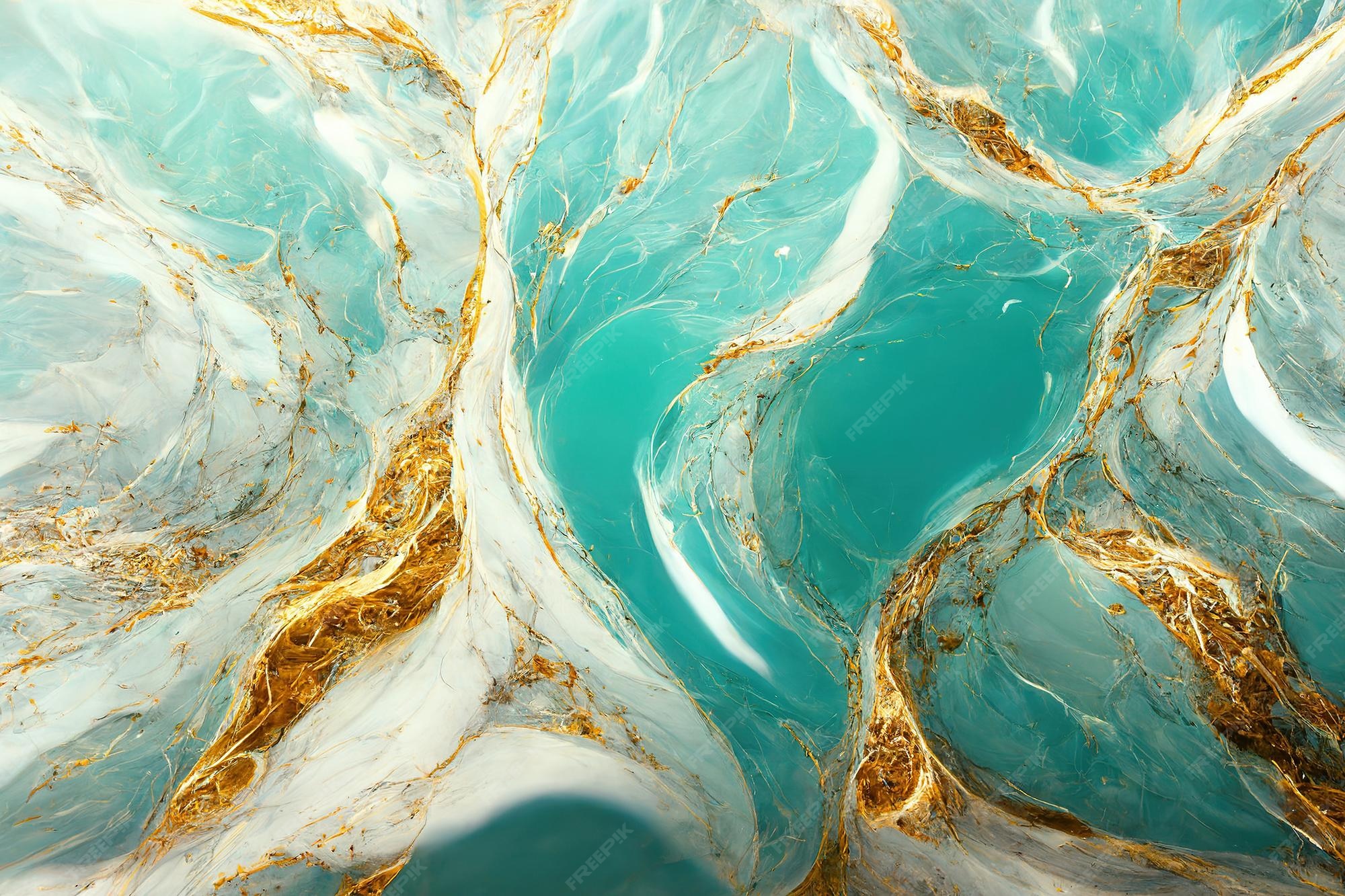 Premium Photo | Turquoise and gold 3d marble wallpaper
