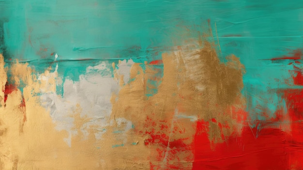 Turquoise and Gold Abstract Art on Canvas