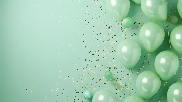 Foto sfondio di composizione di palloncini di colore verde turchese banner di design di celebrazione