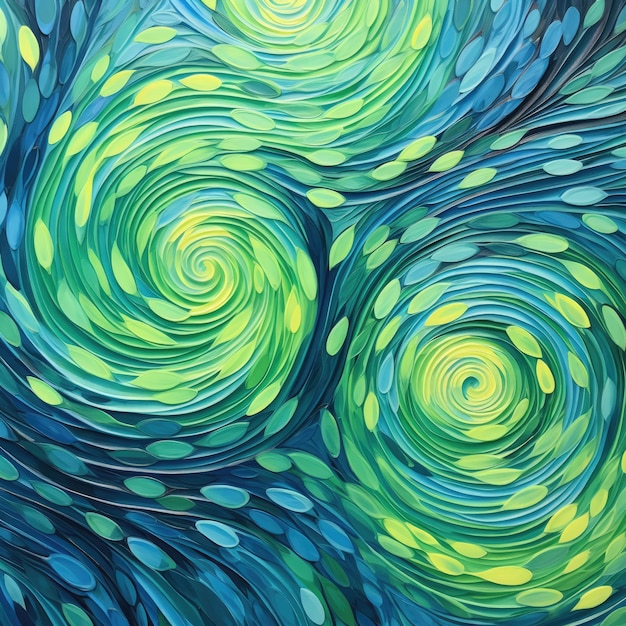 Turquoise and lime green spirals in an endless loop