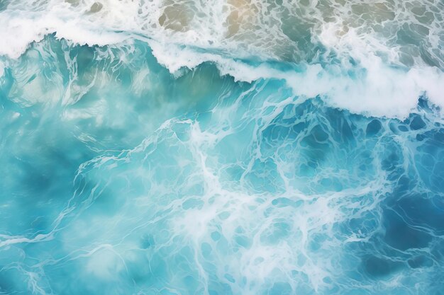 Turquoise ocean water with splashes and foam