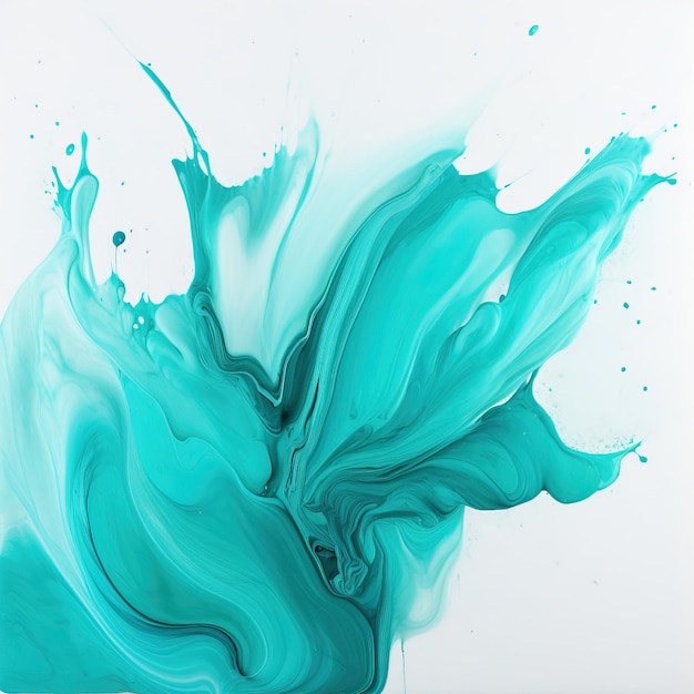 Turquoise pastel splash verf op witte achtergrond Groen Blauw spray Druppel eenvoudig voor achtergrond