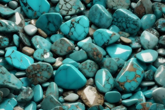 Photo turquoise pebbles stone background pebbles stone background ai generated
