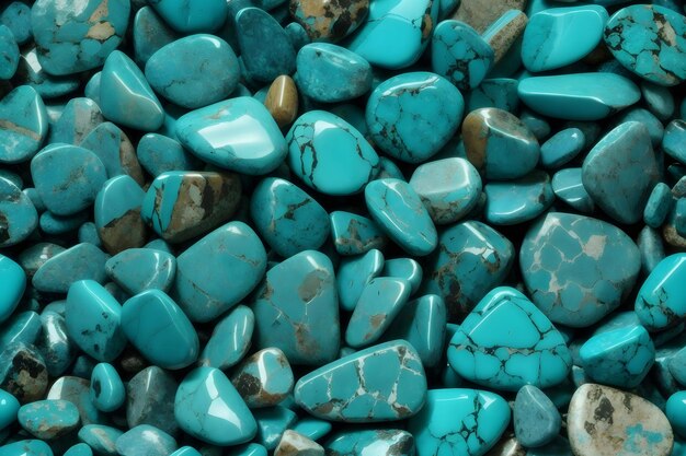 Photo turquoise pebbles stone background pebbles stone background ai generated