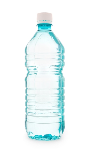 Turquoise plastic bottle of water