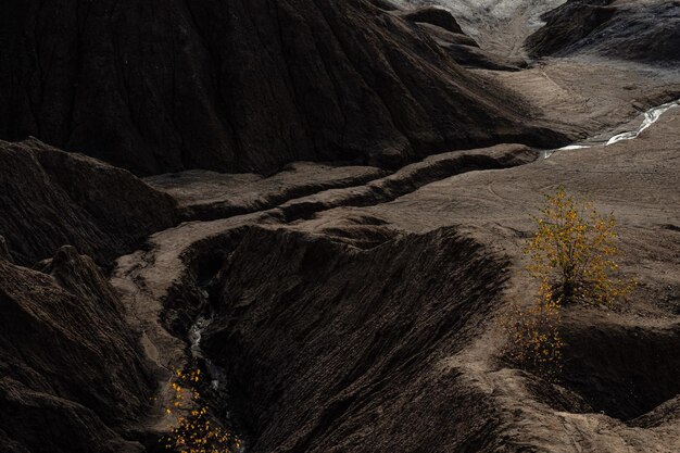 Turquoise quarry at Romantsevo Konduki Tula region Russia Extraction of coal Autumn landscape