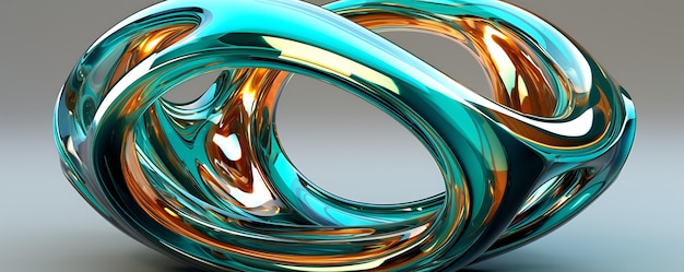 부드럽고 둥근 형태의 추상적인 사진 스타일의 투르코이즈 링 추상적인 3D 디자인