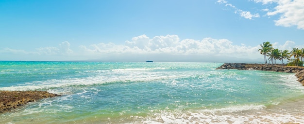 Turquoise sea in Bas du Fort on a sunny day Guadeloupe Caribbean sea