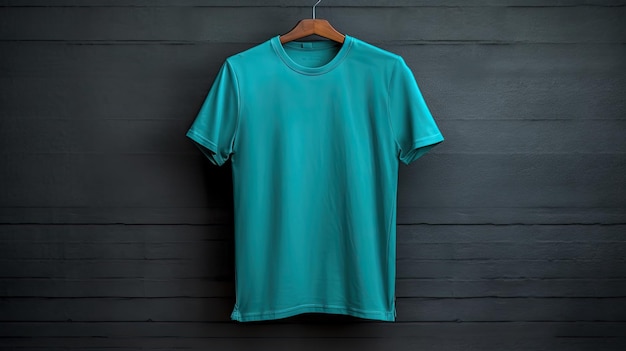Turquoise T-shirt op een hanger foto realistische illustratie