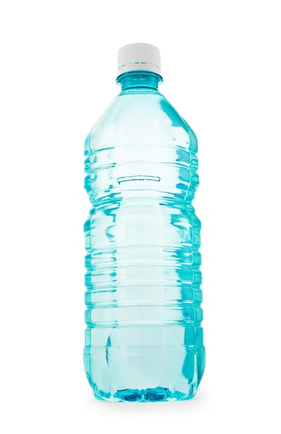 Turquoise transparent isolated bottle of water