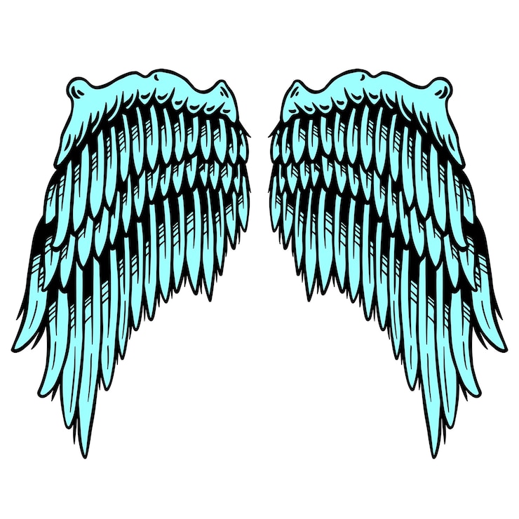 Foto turquoise vleugels sticker overlay ontwerpelement