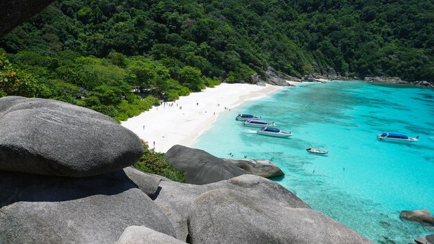 Turquoise water in the bay View of the island