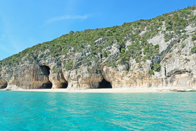 Turquoise water by Orosei Gulf caves Sardinia