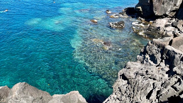 Turquoise waters of the sea in a rocky environment