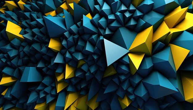 Turquoiseyellow 3d triangle geometric background Generative Ai