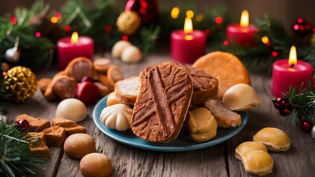 Turron on a rustic christmas table