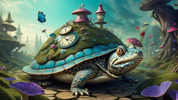 Turtle in Alice In Wonderland surrealism