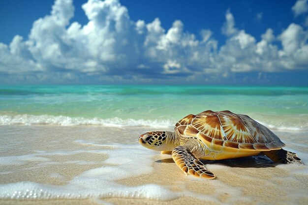 Photo turtle on the beach sea wallpaper