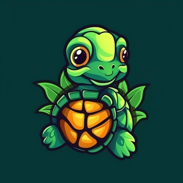 Turtle cartoon character on a dark background