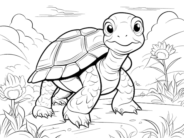 Turtle coloring book page