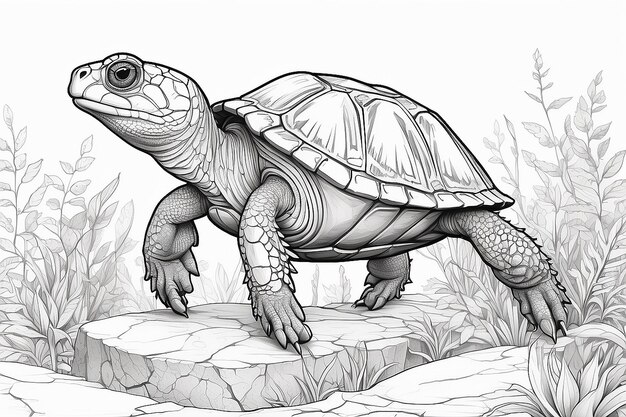 Turtle for coloring bookisolated on white backgroundline art designvector illustration