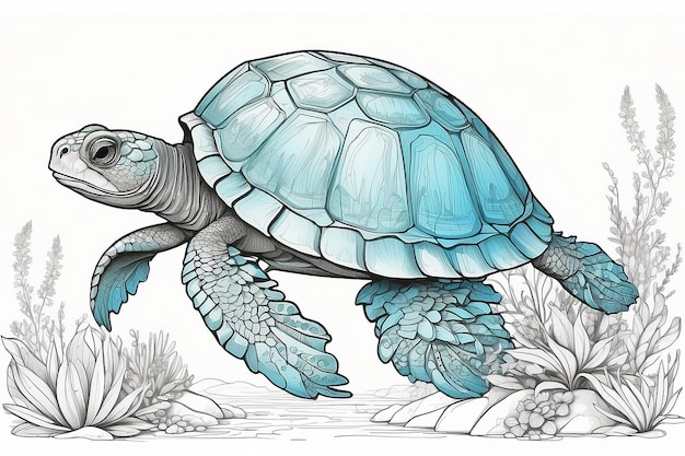 Turtle for coloring bookisolated on white backgroundline art designvector illustration