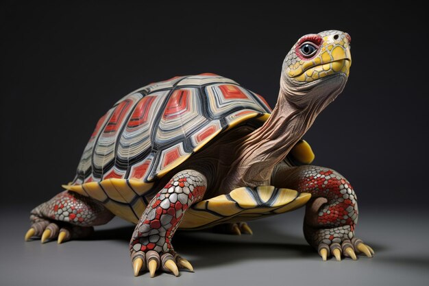 Turtle on a dark background closeup studio shot