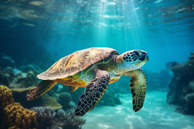 Turtle in the Deep ocean