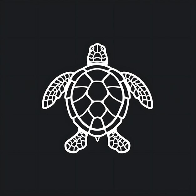 Photo turtle icon shelled emblem with oceanic border gentle turtle concept idea design simple minimal art