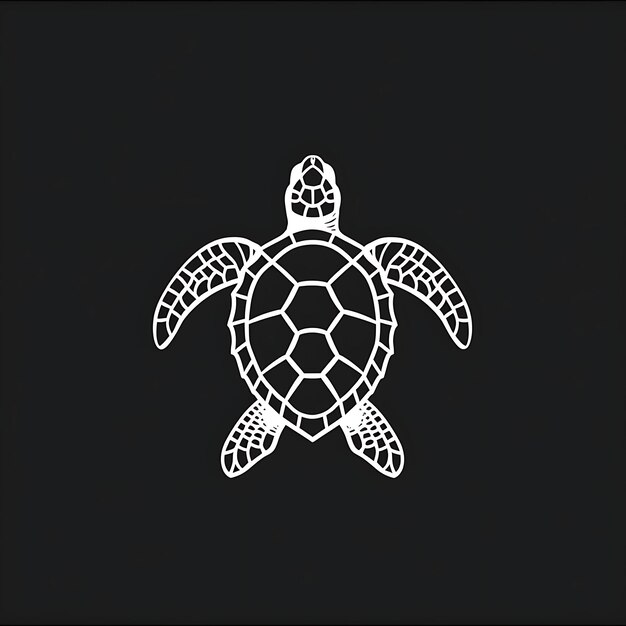 Photo turtle icon shelled emblem with oceanic border gentle turtle concept idea design simple minimal art