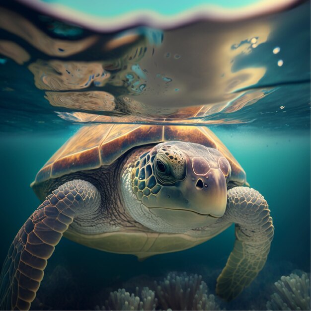 Turtle in the ocean, Generative ai