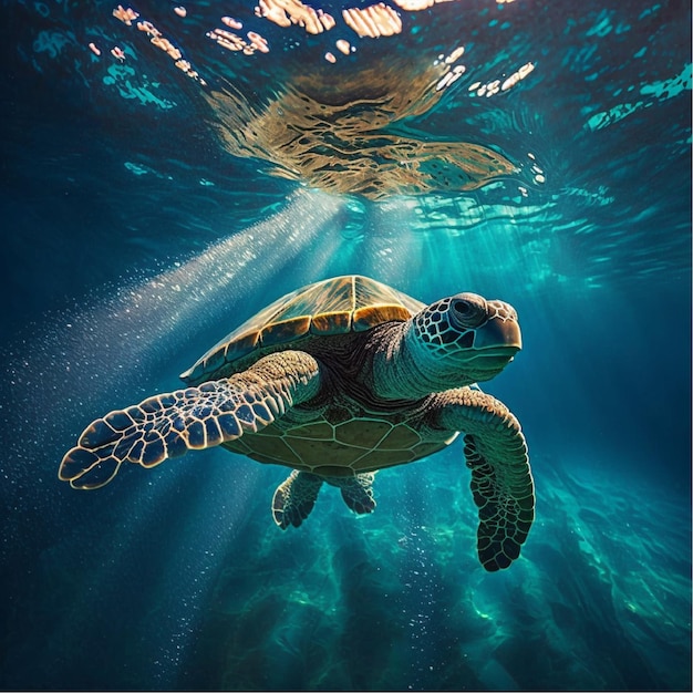 Turtle in the ocean, Generative ai