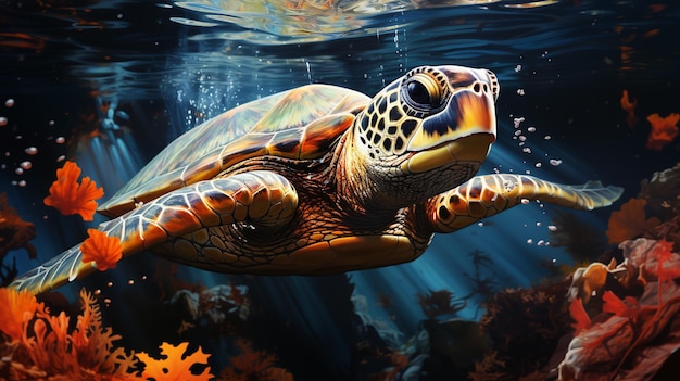 turtle in the ocean