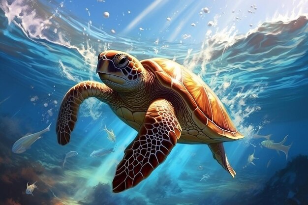 Turtle in the ocean