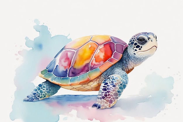 Photo turtle photo prepared in watercolor style